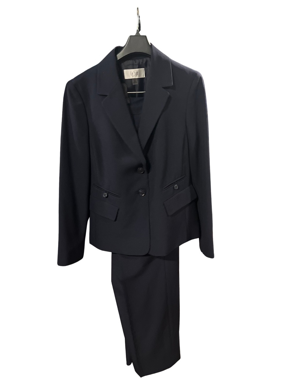 Le Suit Women Navy Blue Suit Sz 6 Petite
